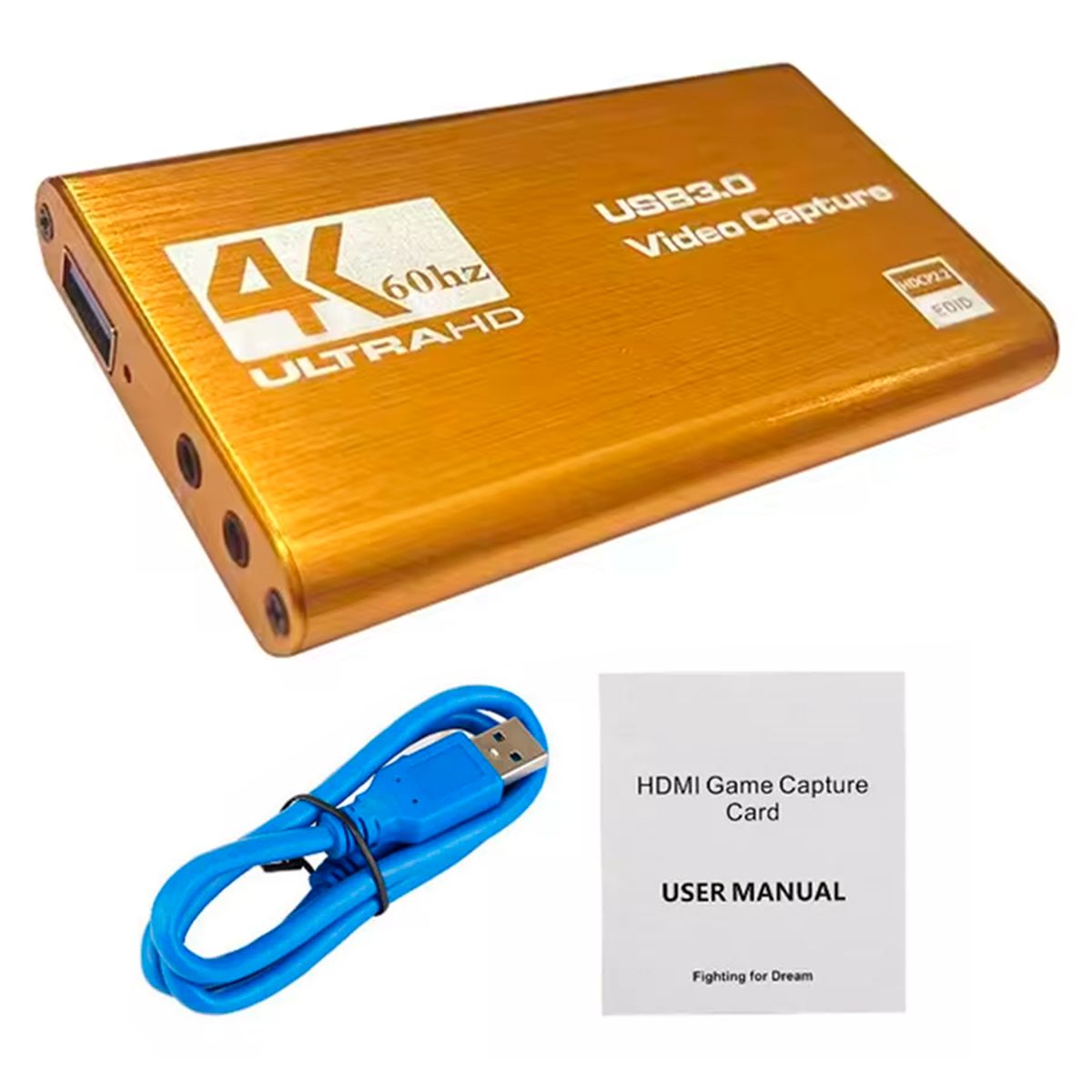 GENERICO - Capturador De Video HDMI USB 3.0 4K Windows Mac Linux Micrófono Dorado