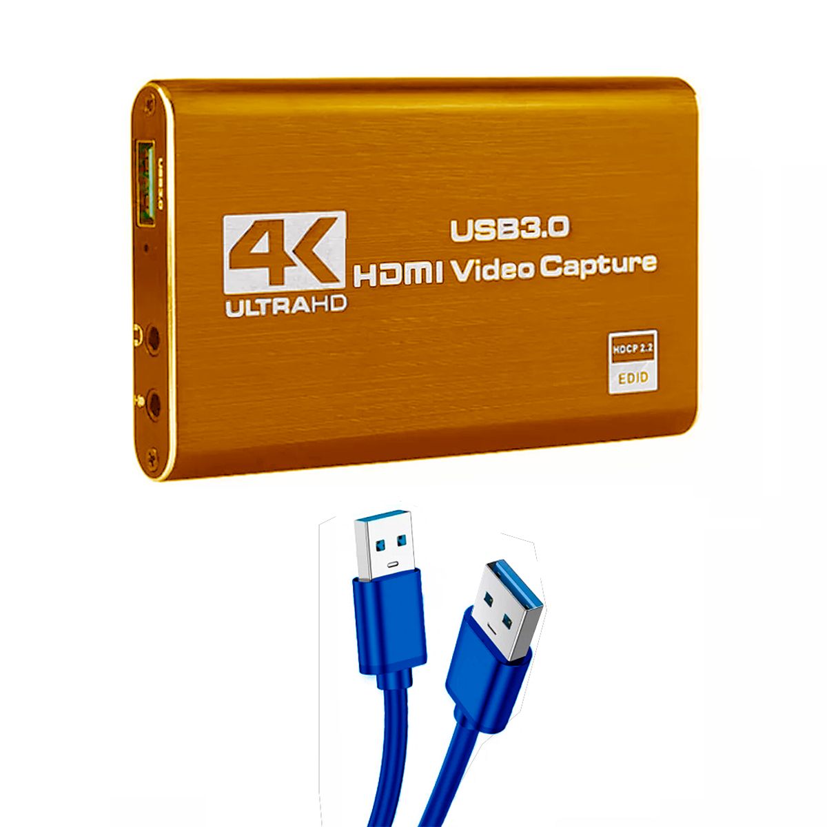GENERICO - Capturador De Video HDMI USB 3.0 4K Windows Mac Linux Micrófono Dorado