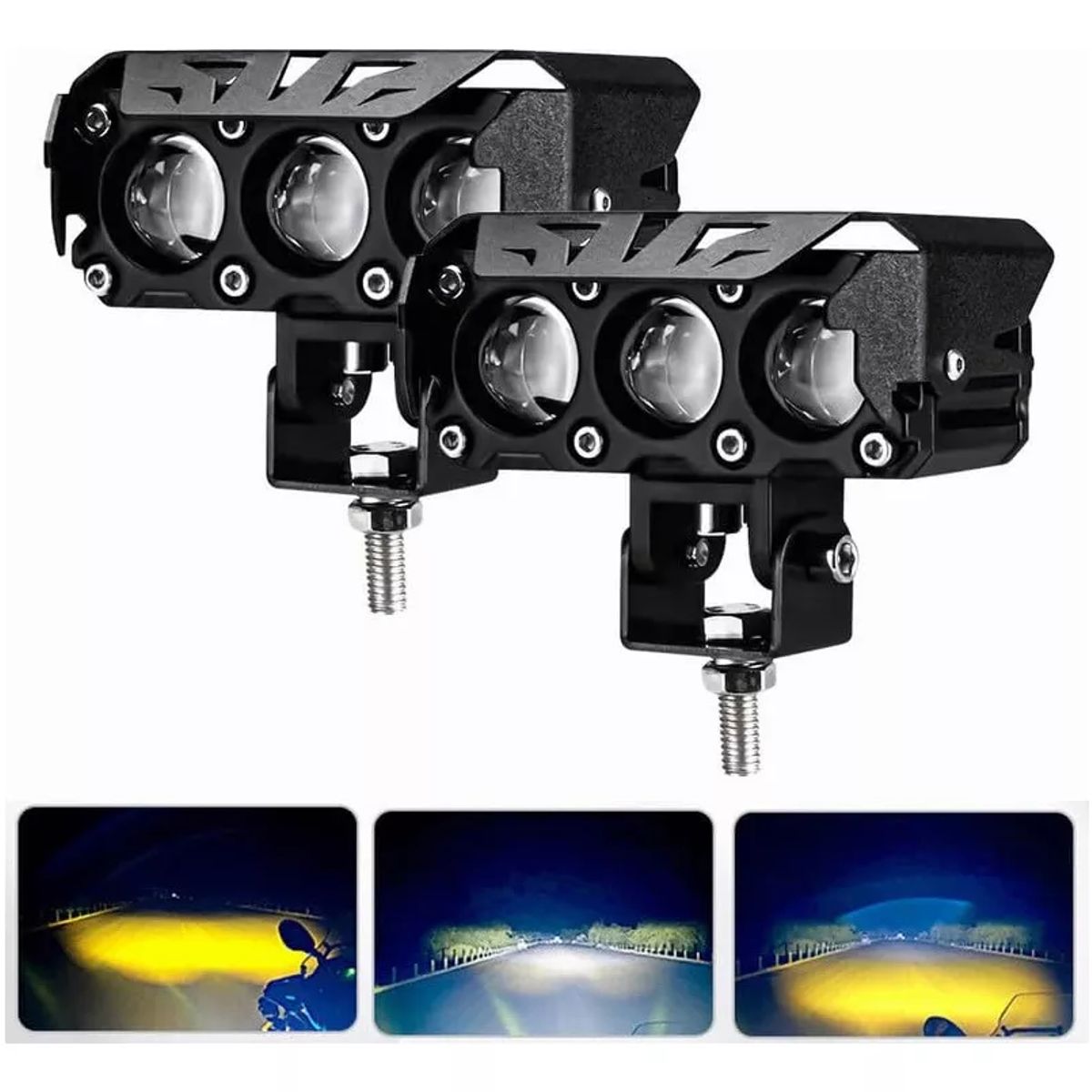 GENERICO - Par Faros Auxiliares Led Altabaja 3x3 Ventilador Auto Moto