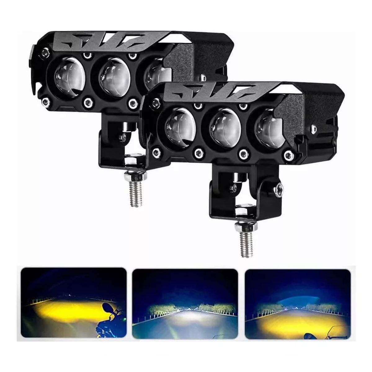 GENERICO - Par Faros Auxiliares Led Altabaja 3x3 Ventilador Auto Moto