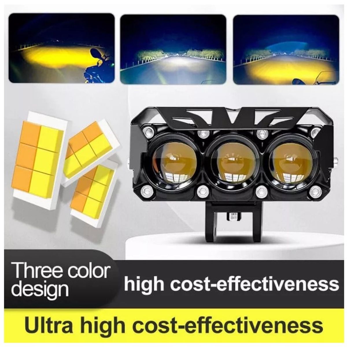 GENERICO - Par Faros Auxiliares Led Altabaja 3x3 Ventilador Auto Moto