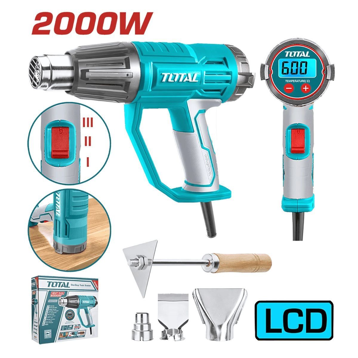 TOTAL TOOLS - Pistola de calor con LCD 2000W TB20056 Total