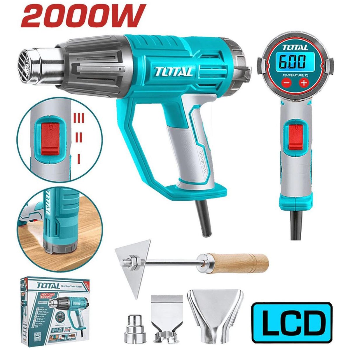 TOTAL TOOLS - Pistola de calor con LCD 2000W TB20056 Total