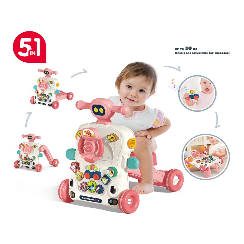 GENERICO - Andador y Caminador 5 en 1 Rosa