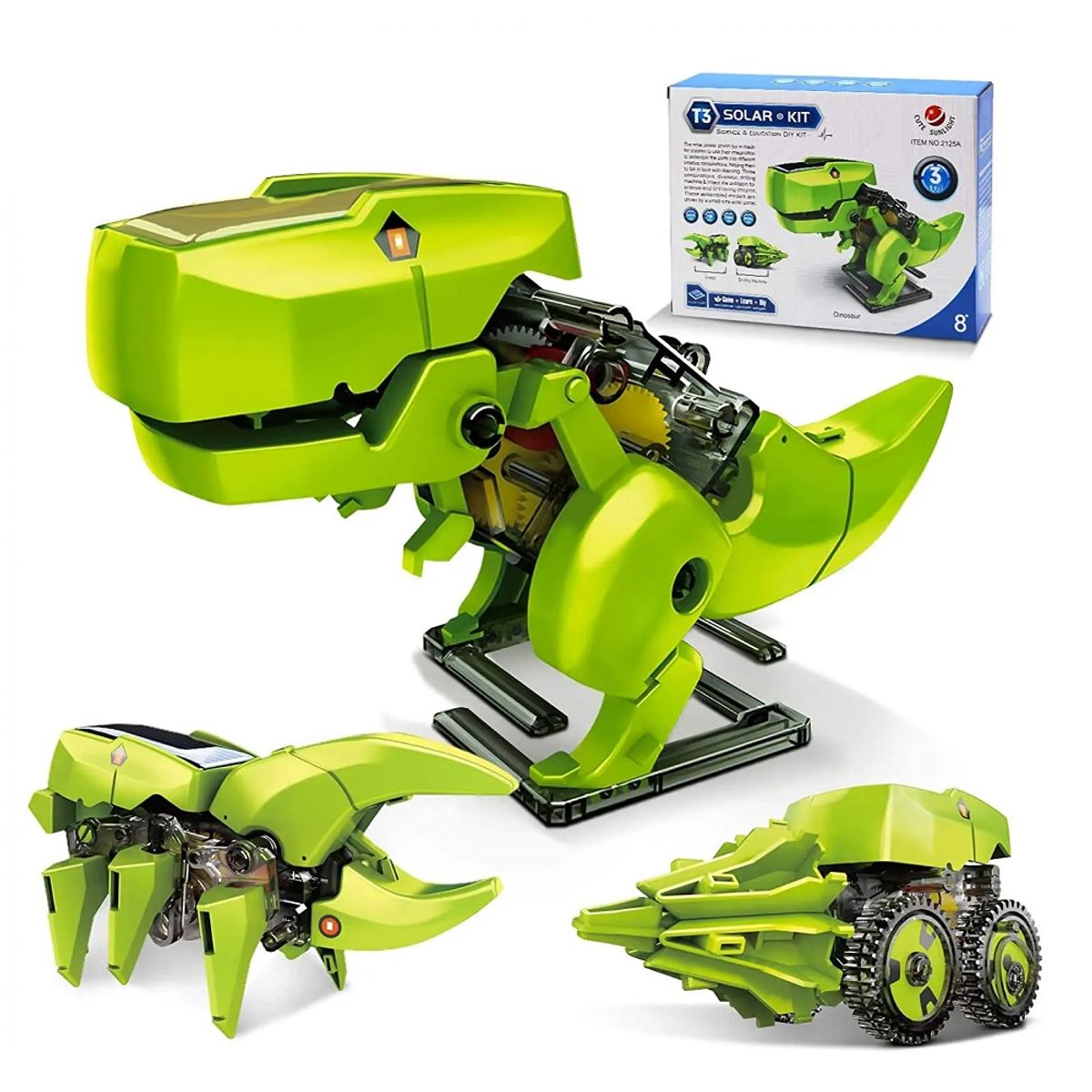 GENERICO - Robot Solar Armable 3 en 1 Modelo Dinosaurio