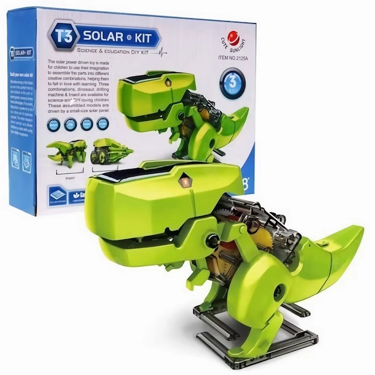 GENERICO - Robot Solar Armable 3 en 1 Modelo Dinosaurio