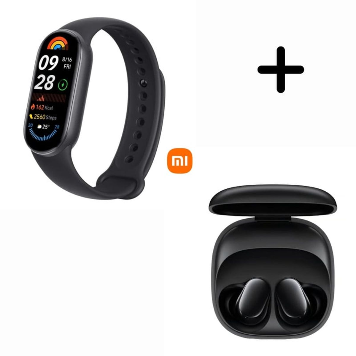 XIAOMI - Xiaommi Smart Band 9 Negro + Audifono Xiaomi Buds 6 Play - Negro