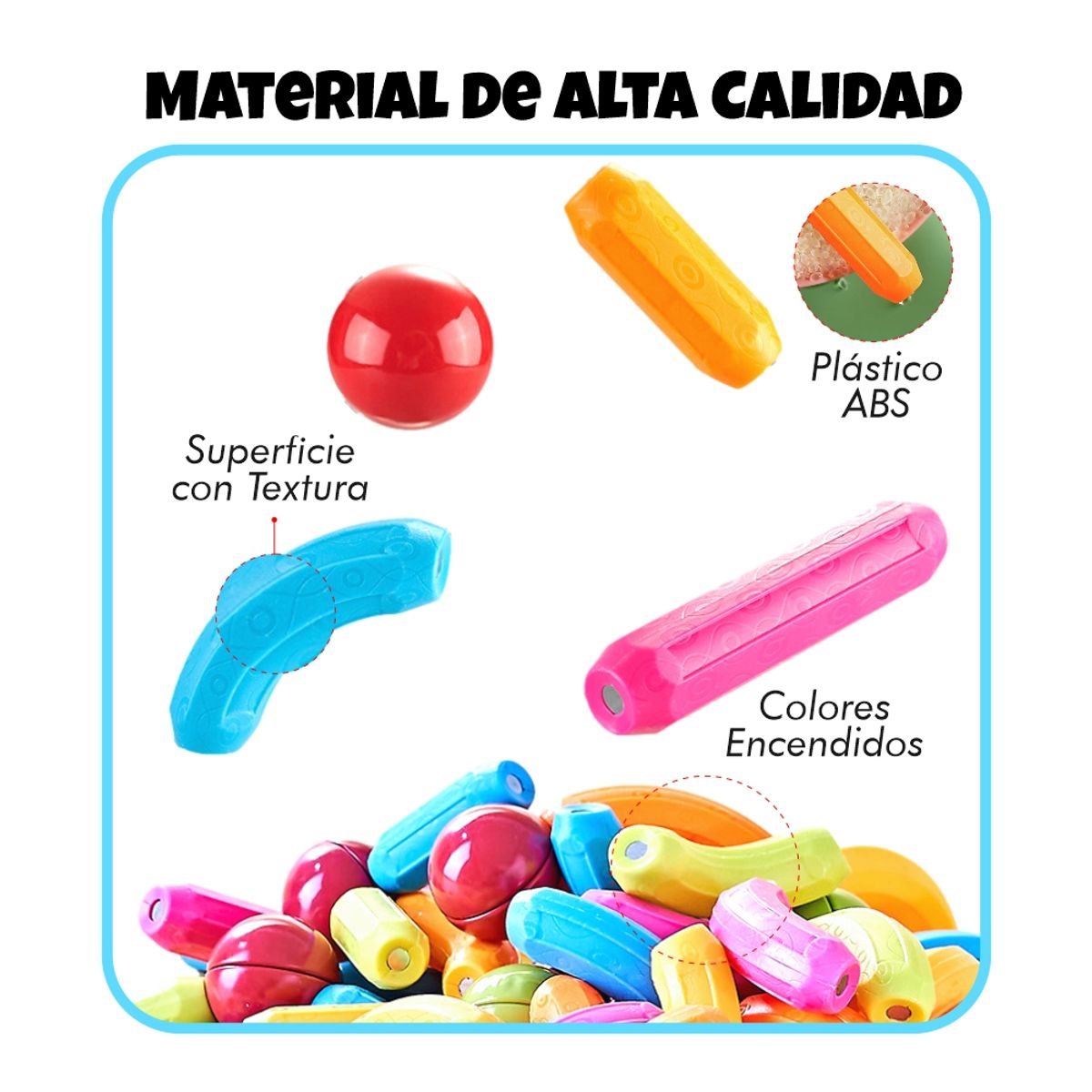 KIDS - Bloques Magnéticos 64 Piezas para Niños - Imán Fuerte y Colores Encendidos