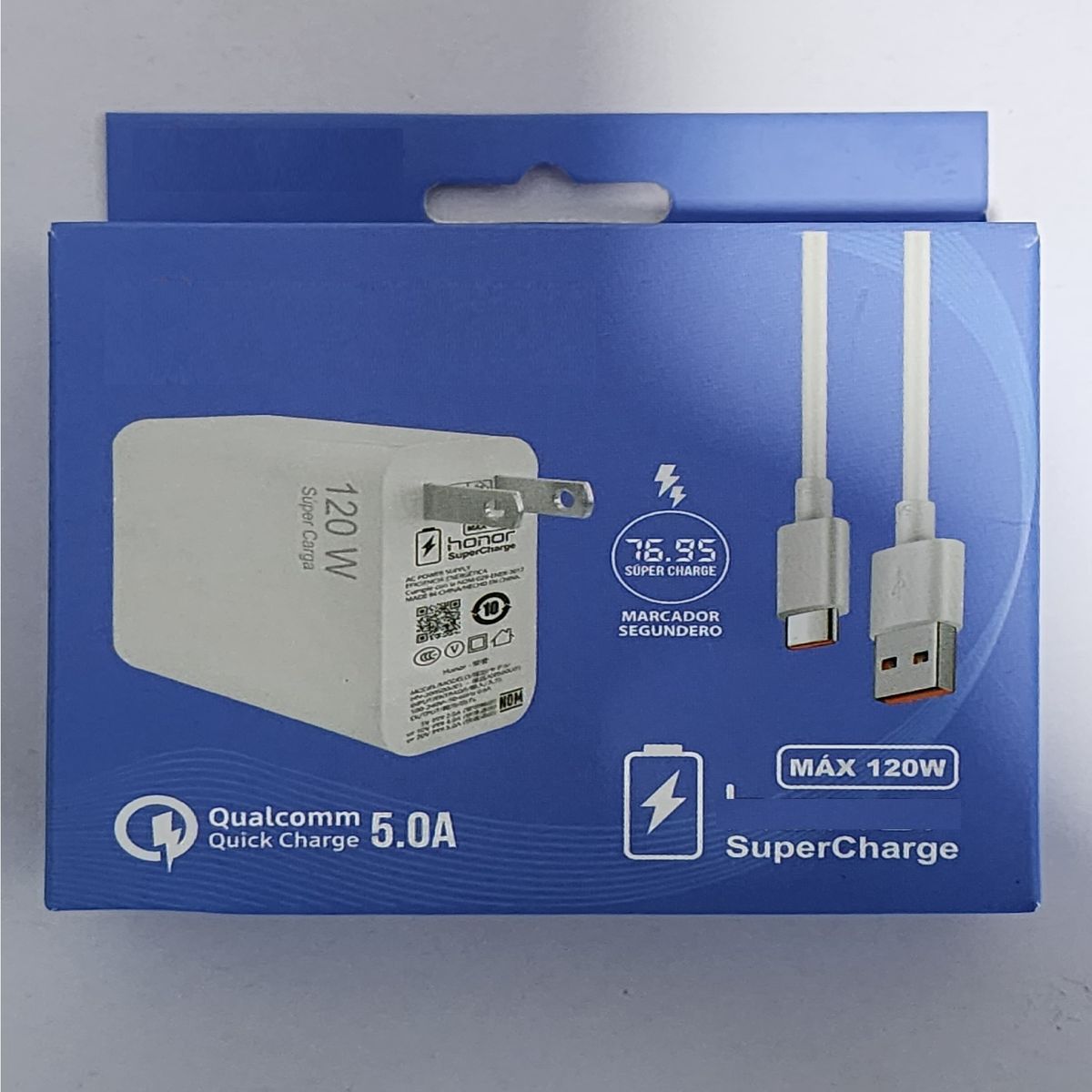 GENERICO - CARGADOR SUPER RAPIDA  66W + 120W - COMPATIBLE  HONOR - HUAWEI - CAJA