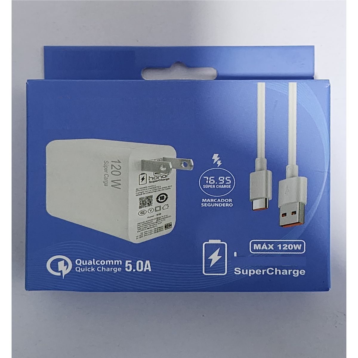 GENERICO - CARGADOR SUPER RAPIDA  66W + 120W - COMPATIBLE  HONOR - HUAWEI - CAJA