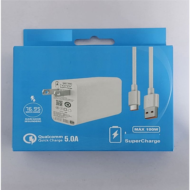 GENERICO - CARGADOR SUPER RAPIDA  66W + 100W - COMPATIBLE  HONOR - HUAWEI - CAJA