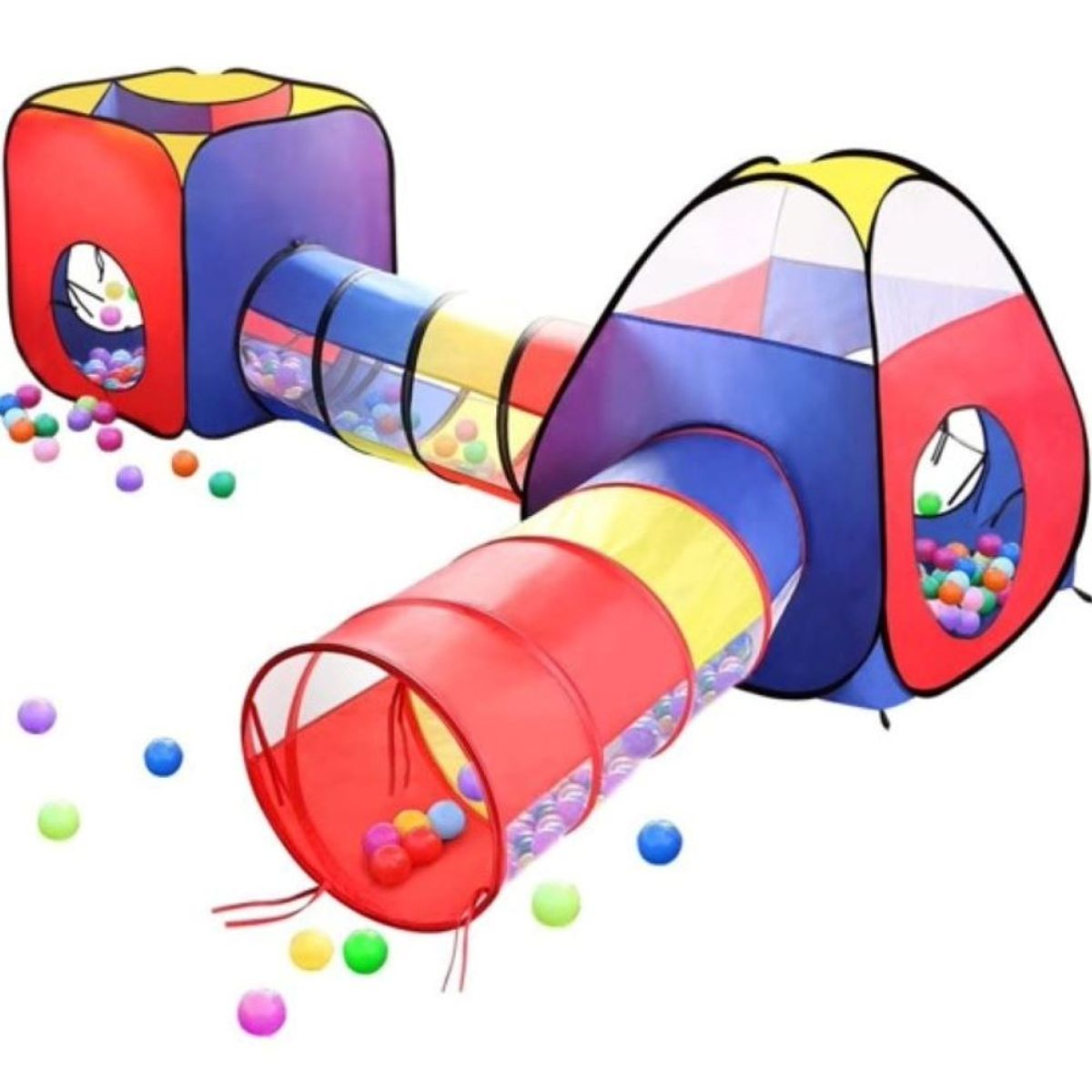 EVERBEST - Carpa Circuito 4 en 1 Doble Túnel Juegos para Niños Unisex