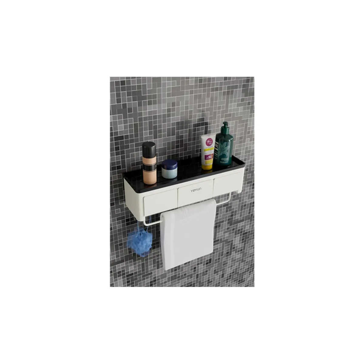 GENERICO - Estante Flotante para Baño con Cajones y Ganchos  Adhesivo Transparente