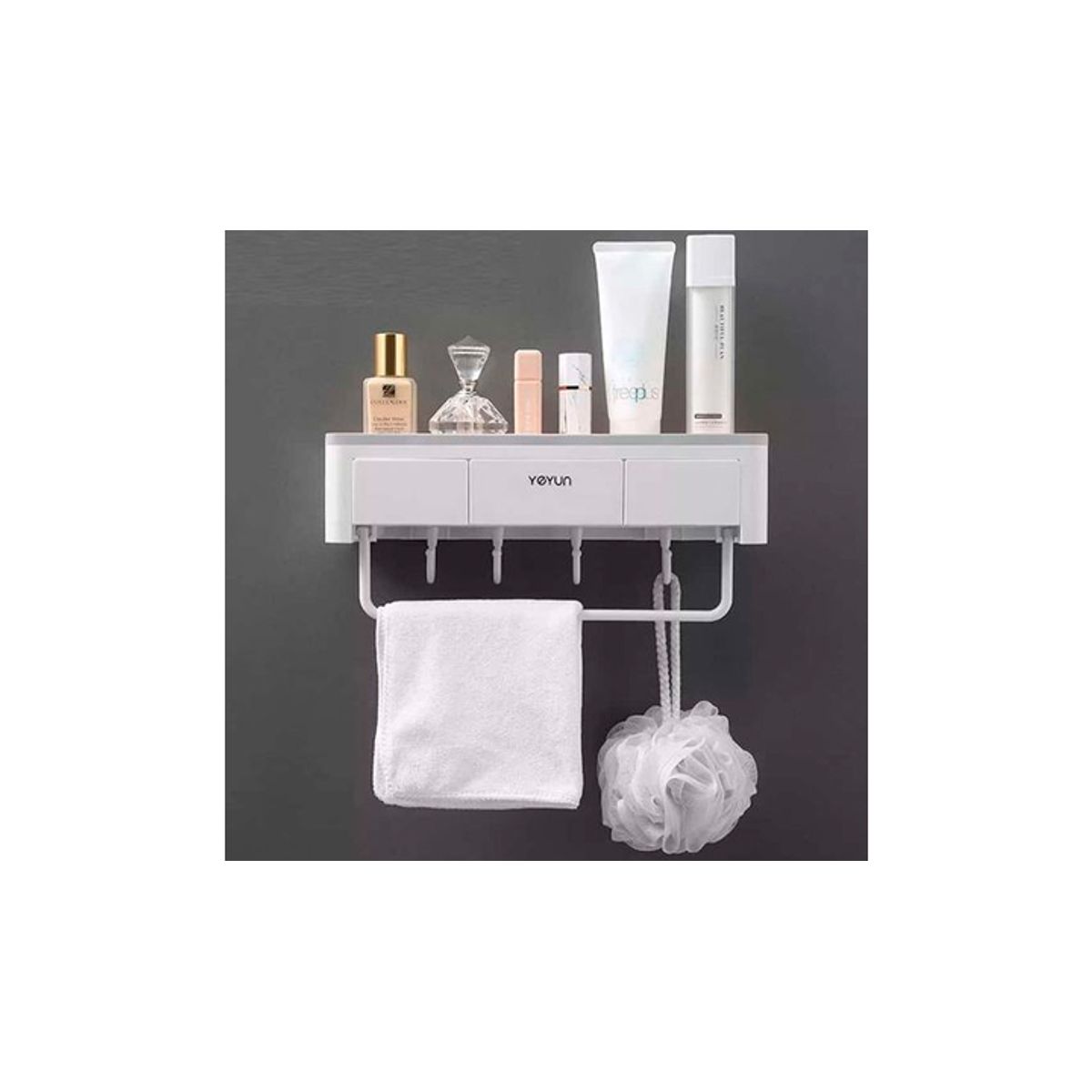 GENERICO - Estante Flotante para Baño con Cajones y Ganchos  Adhesivo Transparente