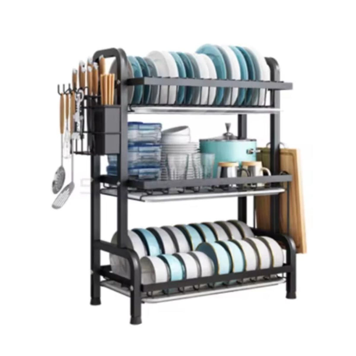 GENERICO - Secaplatos Organizador de Cocina Escurridor de 3 Niveles Portaplatos