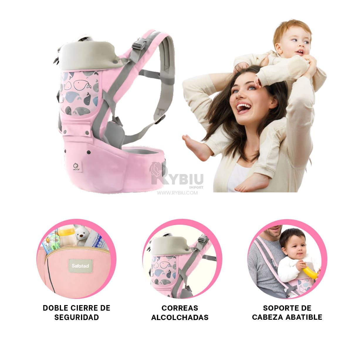 GENERICO - Mochila Innovadora para Bebes Rosado Y+Gift MiniAgenda