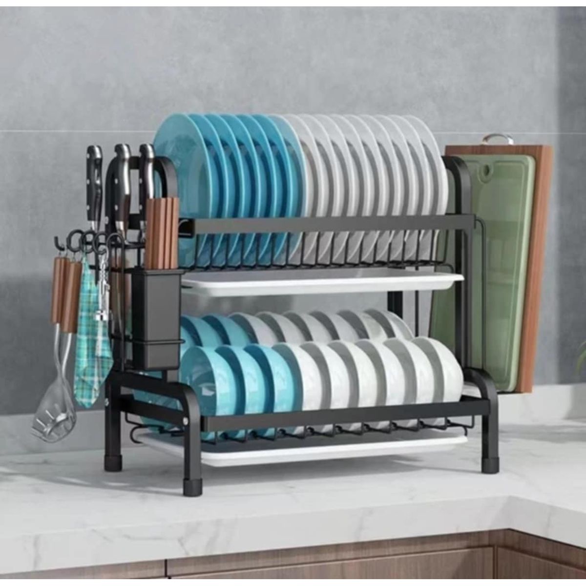 GENERICO - Secaplatos Organizador de Cocina Escurridor de 2 Niveles Portaplatos