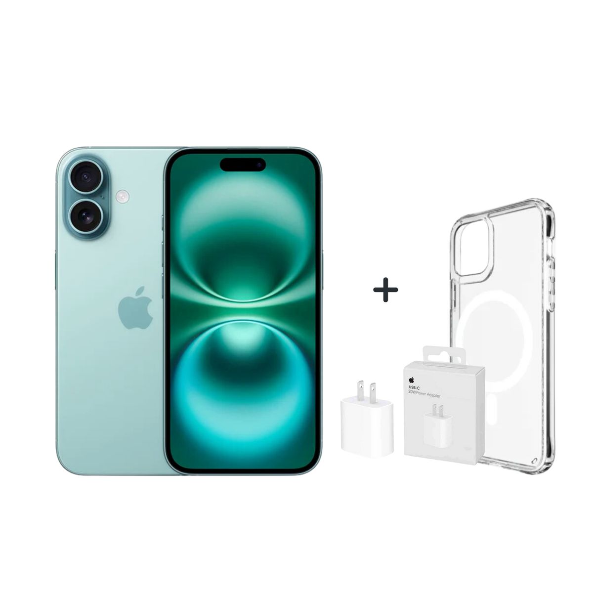 APPLE - Apple iPhone 16 Apple Intelligence 128Gb - Verde Azulado + CARGADOR + CASE