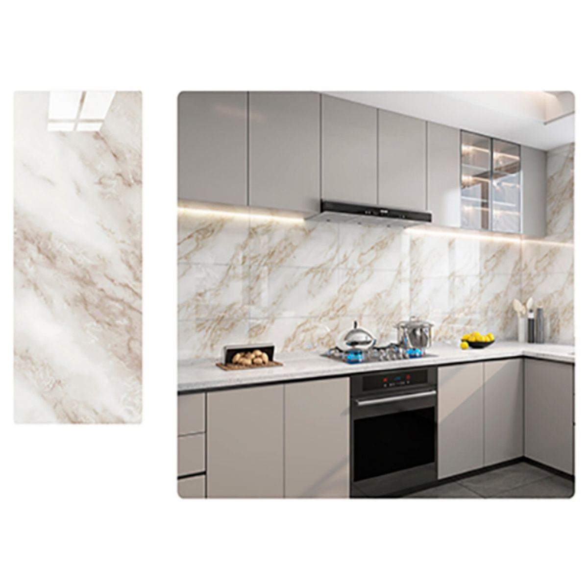 DECOKASA - Rollo de Papel Tapiz Autoadhesivo 12x3mx25mm - Mármol Beige Luxe