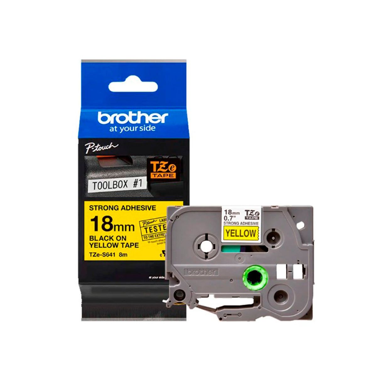 BROTHER - CINTA BROTHER TZE-S641 18MM  NEGRO SOBRE AMARILLO PN TZE-S641
