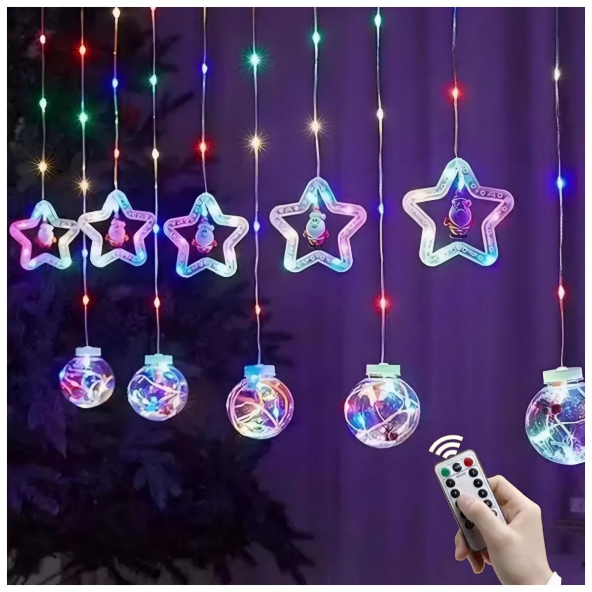 GENERICO - Luces navideño decoración de ventana con control remoto