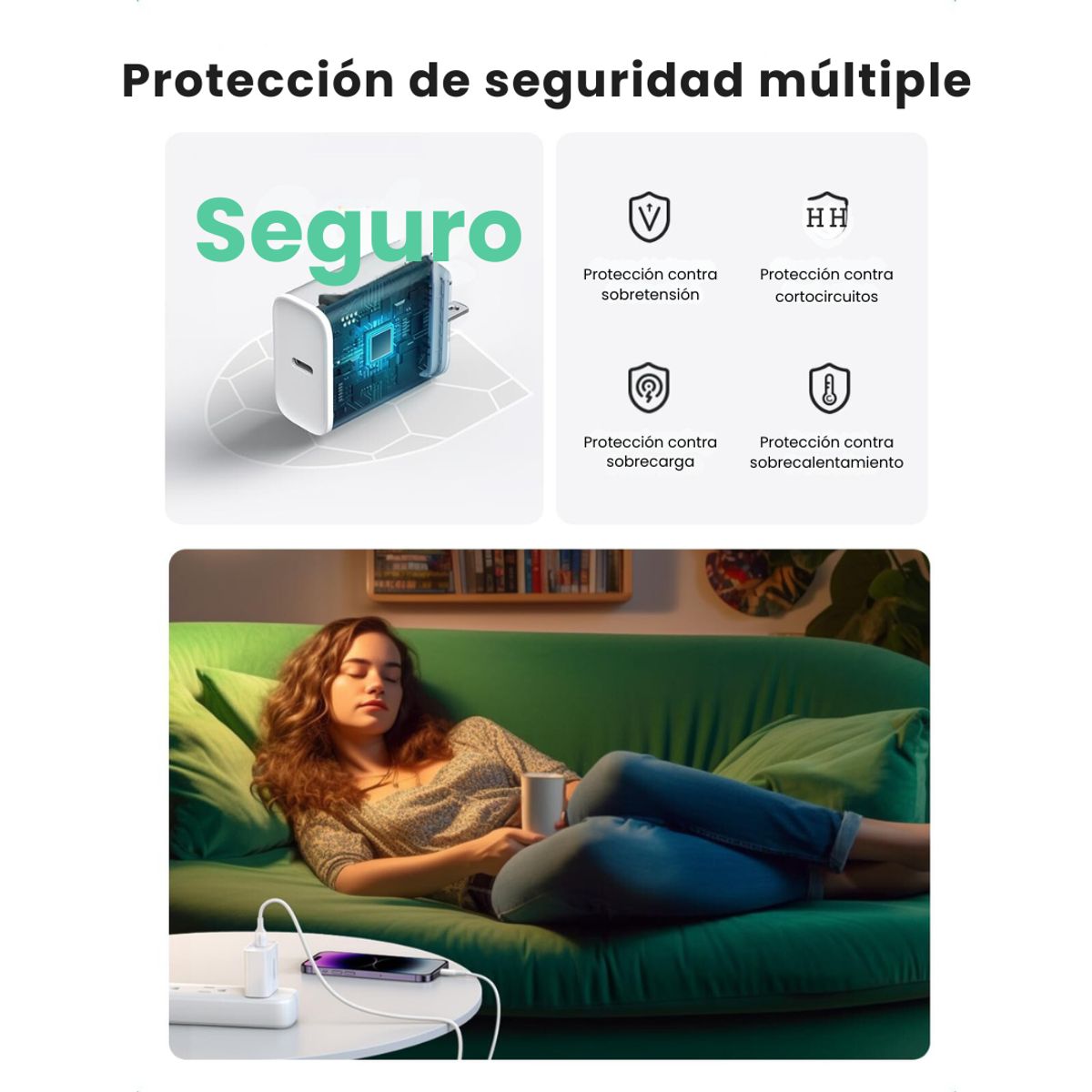 UGREEN - Cubo cargador con carga rápida 20w USB C - BLANCO - UGREEN