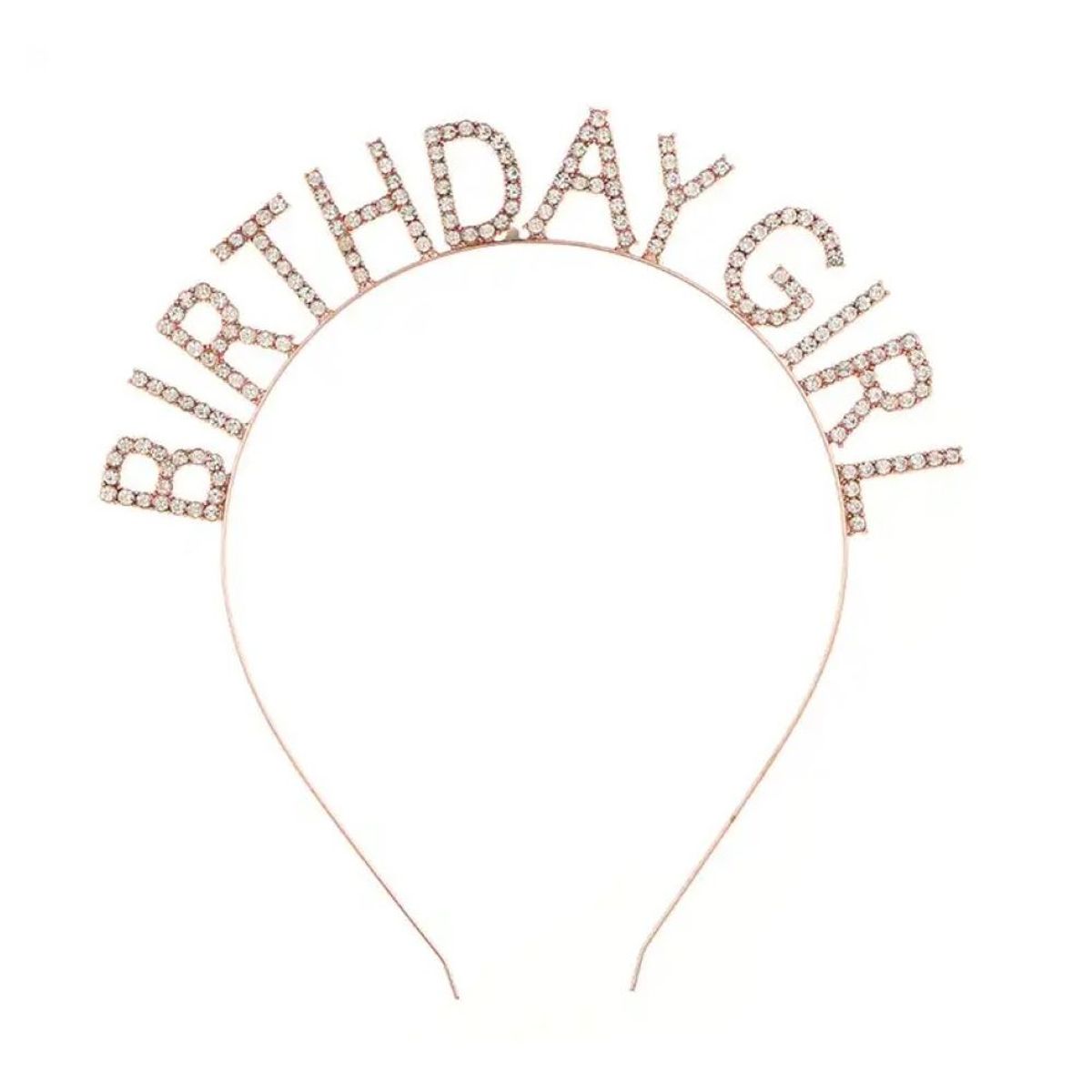 GENERICO - Set vincha y banda cumpleaños Birthday Girl oro rosa