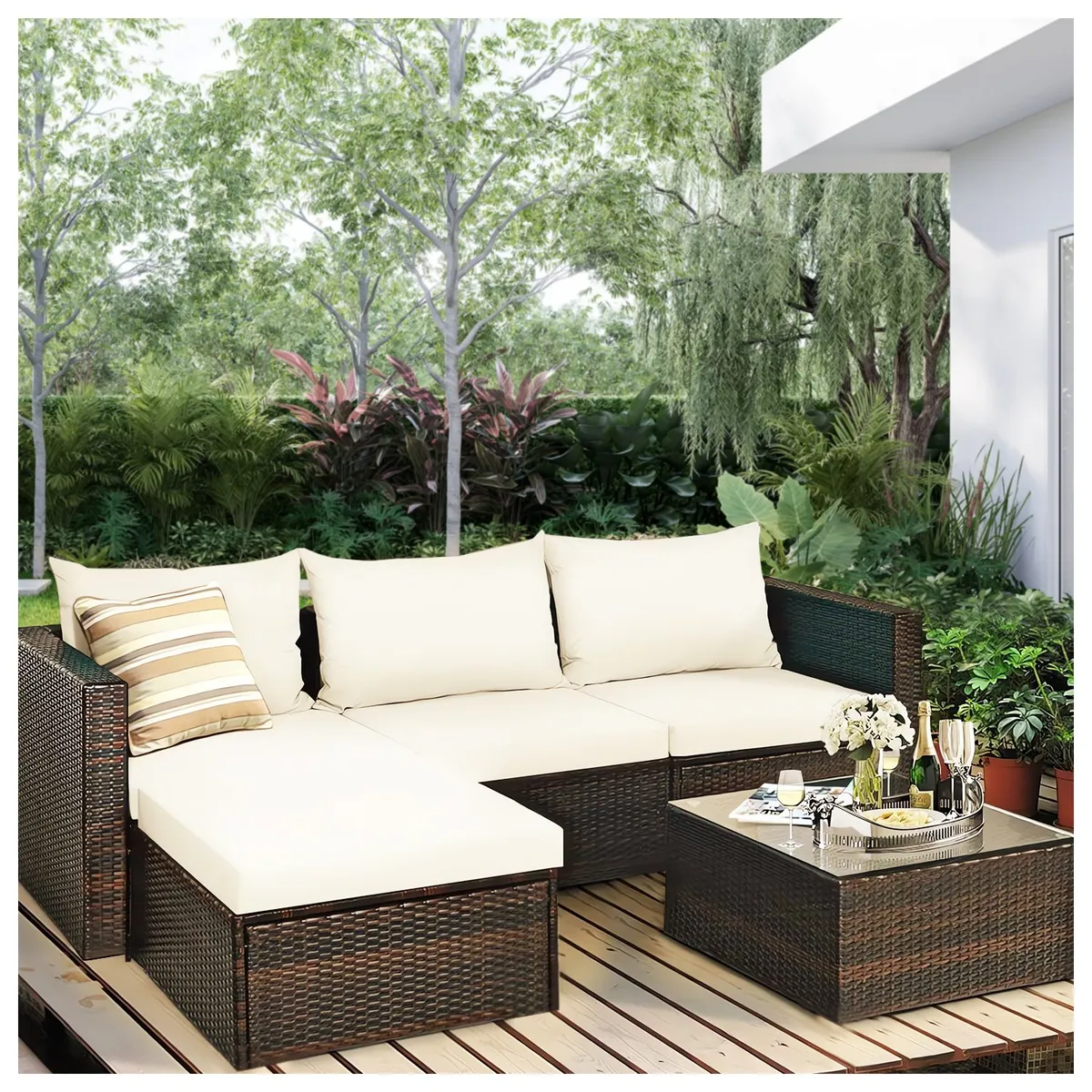 NOVAHUS - Seccional Intercambiable 3 Cuerpos Terraza Sofá + Mesa Café