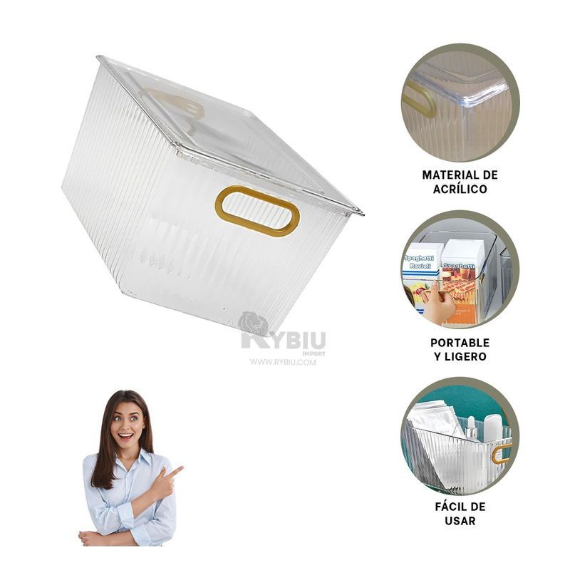 RYBIU IMPORT - Contenedor Util de 26x18x13 Y+Regalo Ligas para Peinar