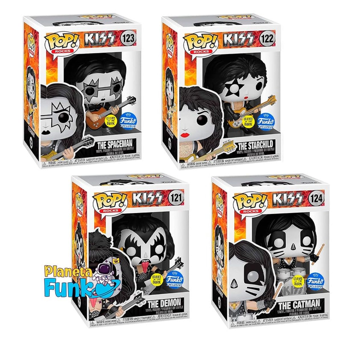 FUNKO - SET COMPLETO KISS FUNKO POP GLOW IN THE DARK