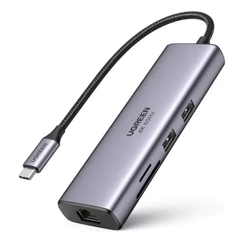 UGREEN - UGREEN Ethernet 7 en 1 USB C Hub 4K a 60Hz HDMI,100 W , SD/TF