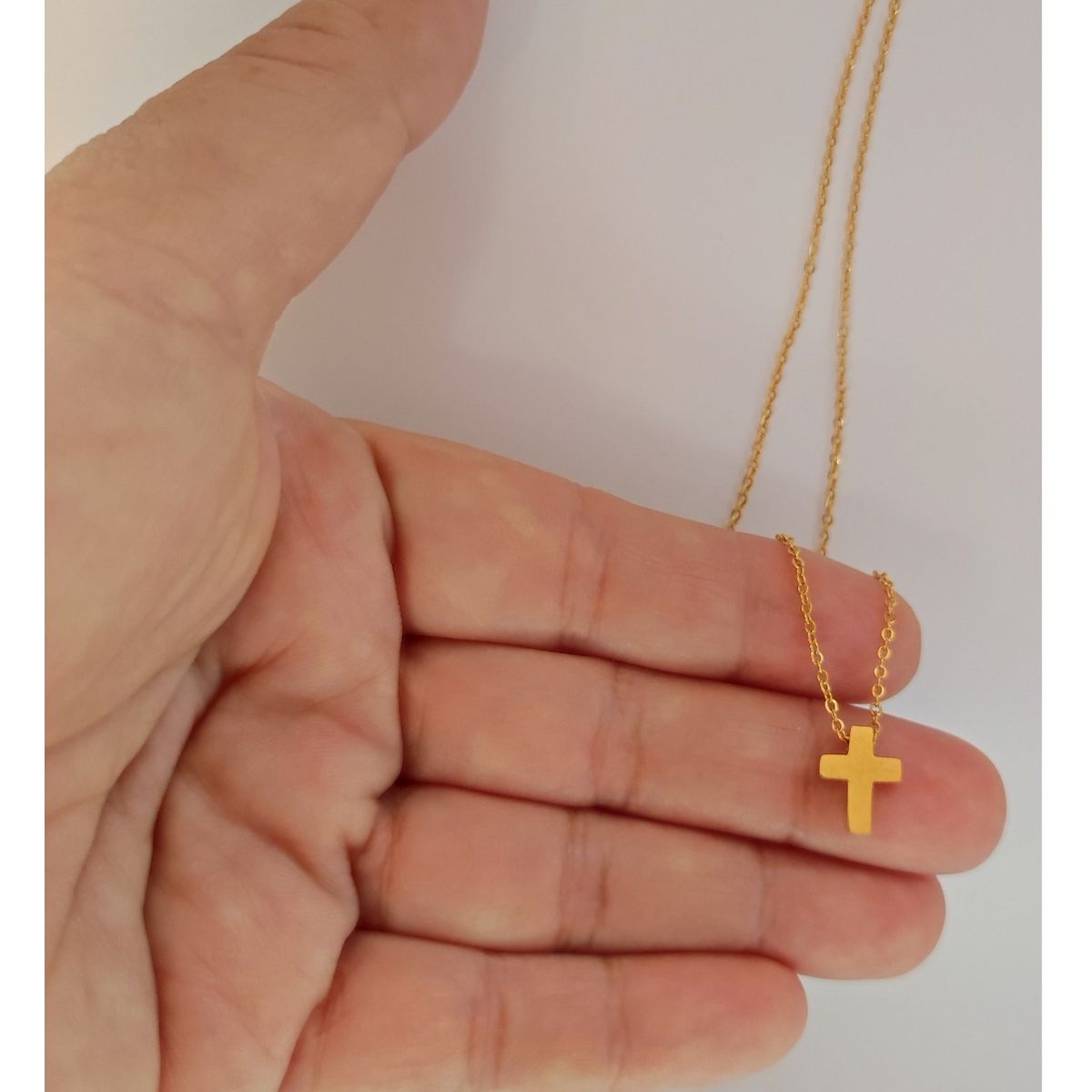 OEM - Collar Mujer Mini Cruz Fino Acero Inoxidable 316L x SAN VALENTIN