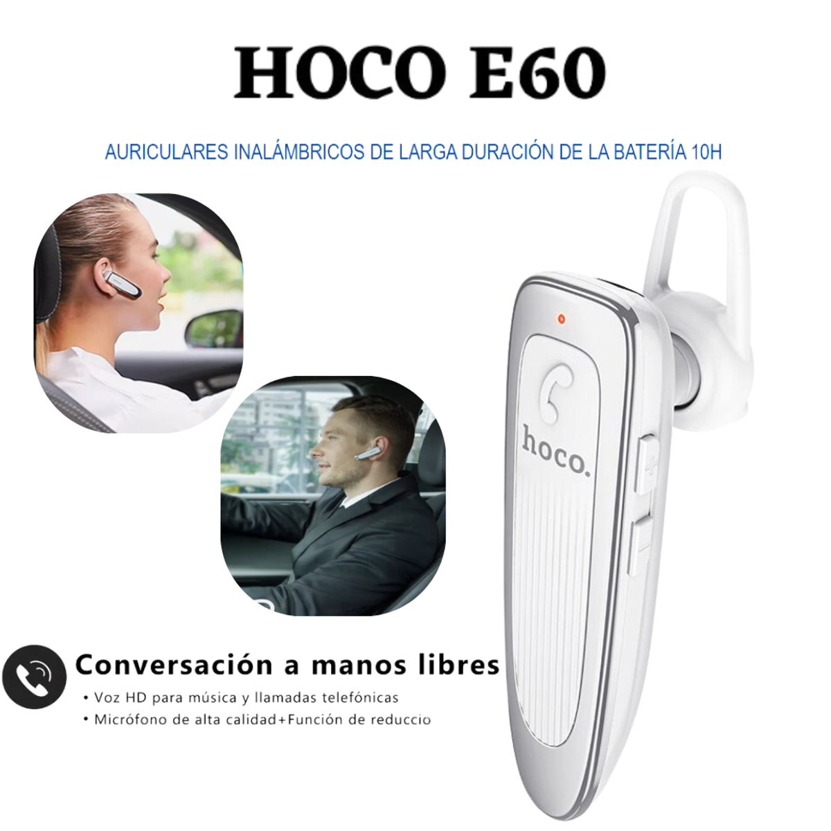HOCO - Auriculares Bluetooth 5.0 Para Negocio Con Micrófono Hoco Color Blanco