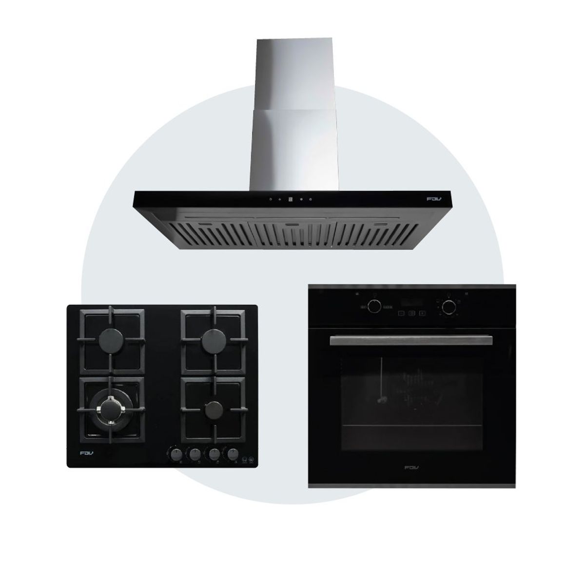 FDV - Tricombo Campana Deluxe Smart Pro 60 + Encimera Black 60 GLP + Horno Black 56 L GLP FDV