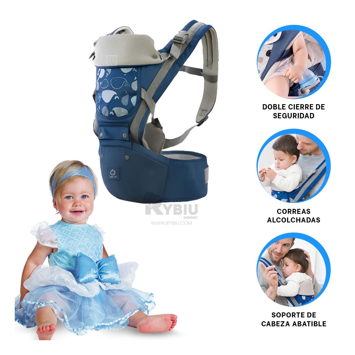 GENERICO - Mochila Innovadora para Bebes Azul Y+Gift MiniAgenda