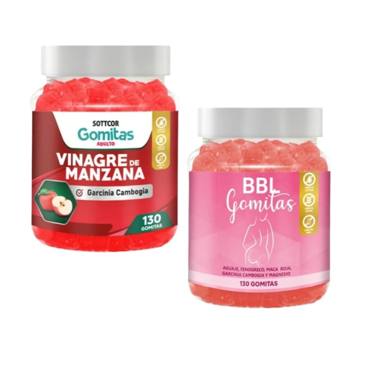 GENERICO - AGUAJE BBL EN GOMITAS + VINAGRE DE MANZANA SOTTCOR PACK 2