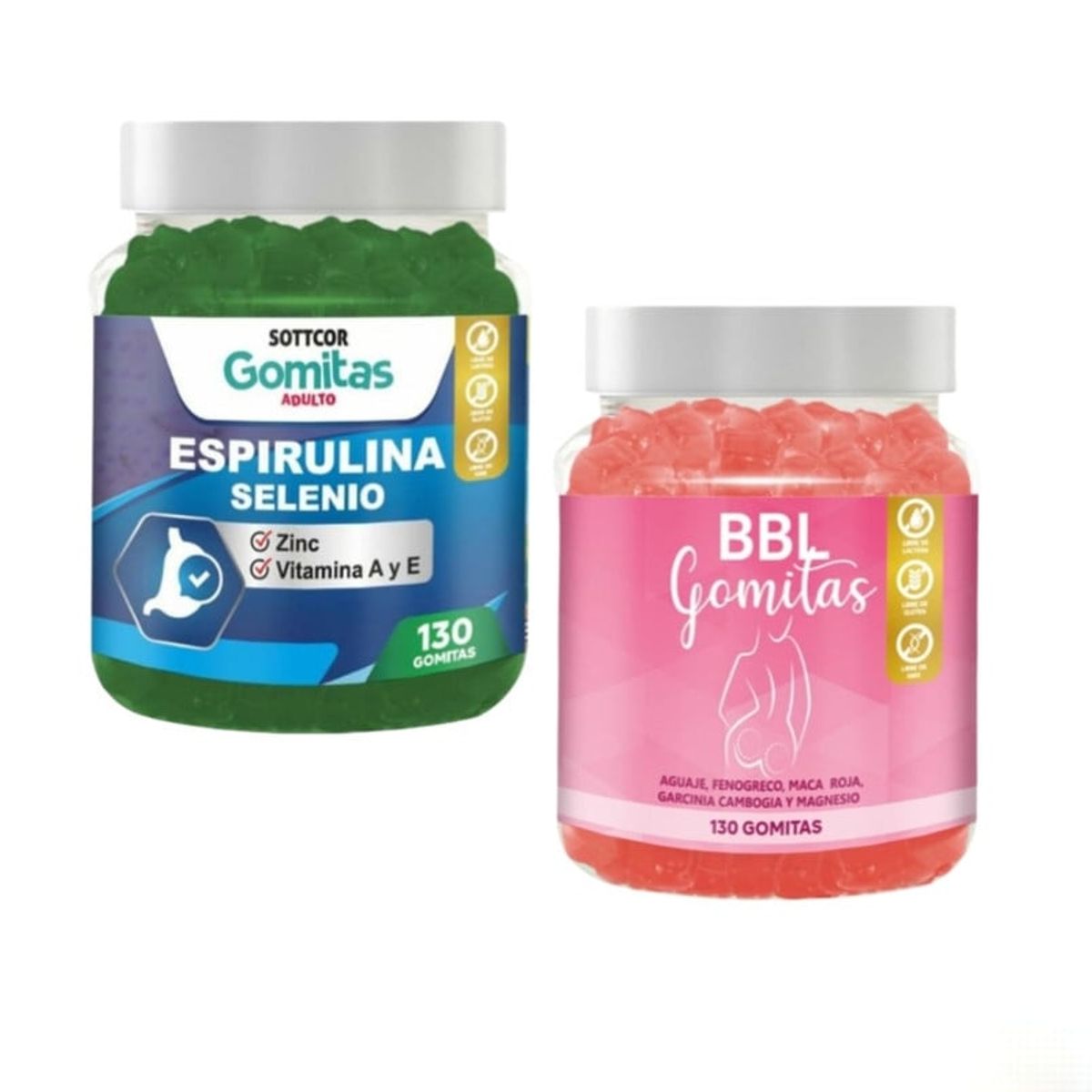 GENERICO - AGUAJE BBL EN GOMITAS + ESPIRULINA SELENIO SOTTCOR PACK 2
