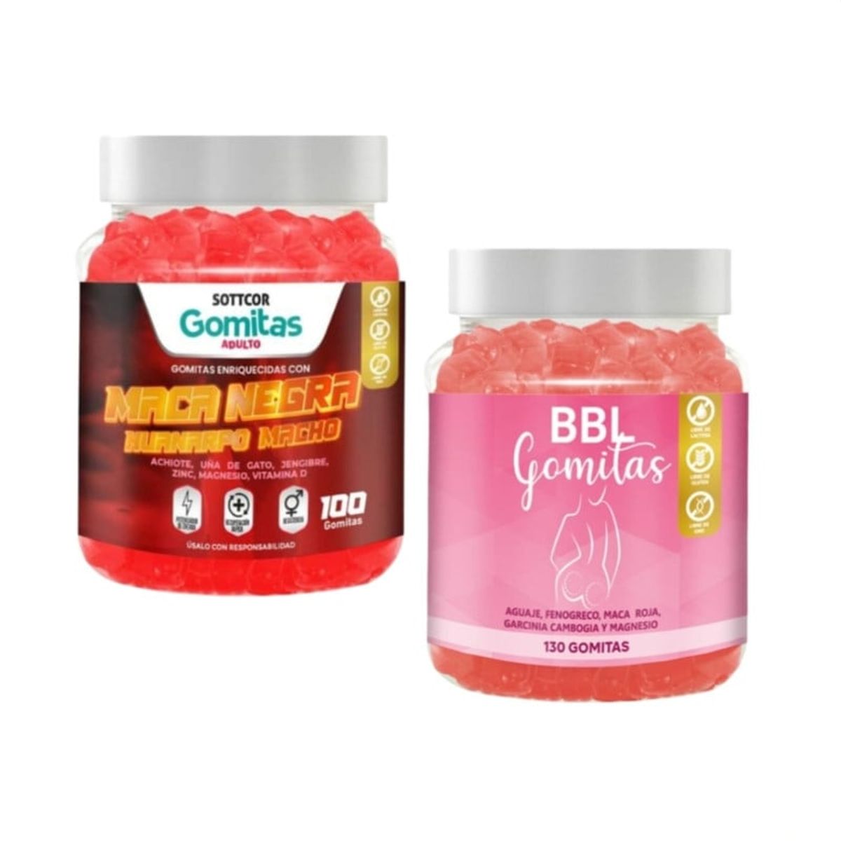 GENERICO - AGUAJE BBL EN GOMITAS + MACA NEGRA HUANARPO MACHO SOTTCOR PACK 2