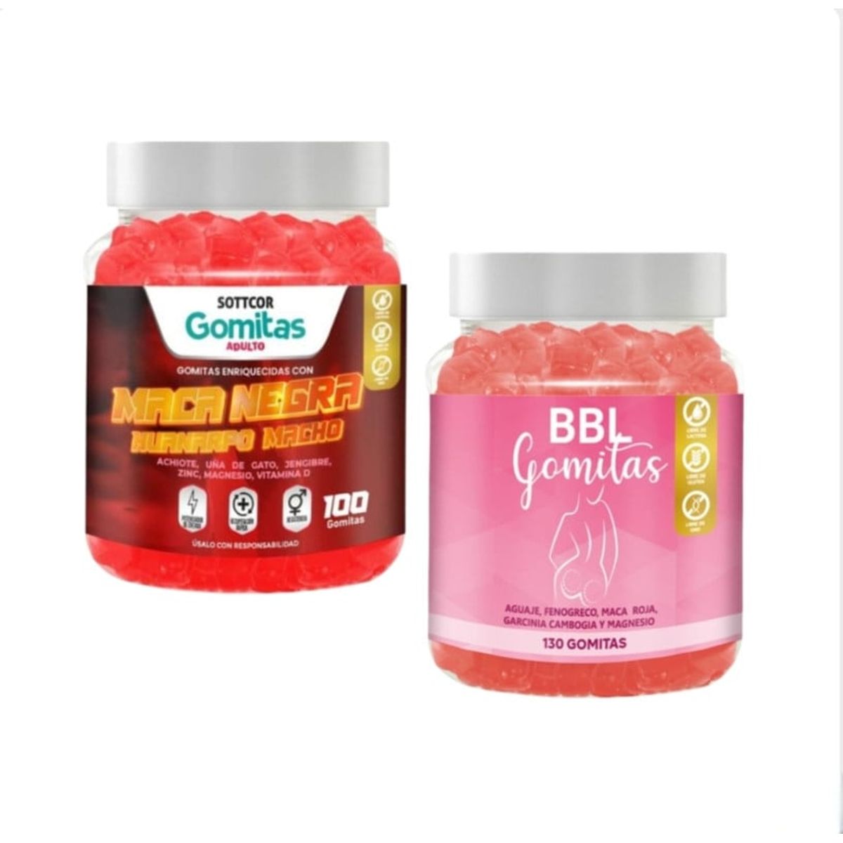 GENERICO - AGUAJE BBL EN GOMITAS + MACA NEGRA HUANARPO MACHO SOTTCOR PACK 2