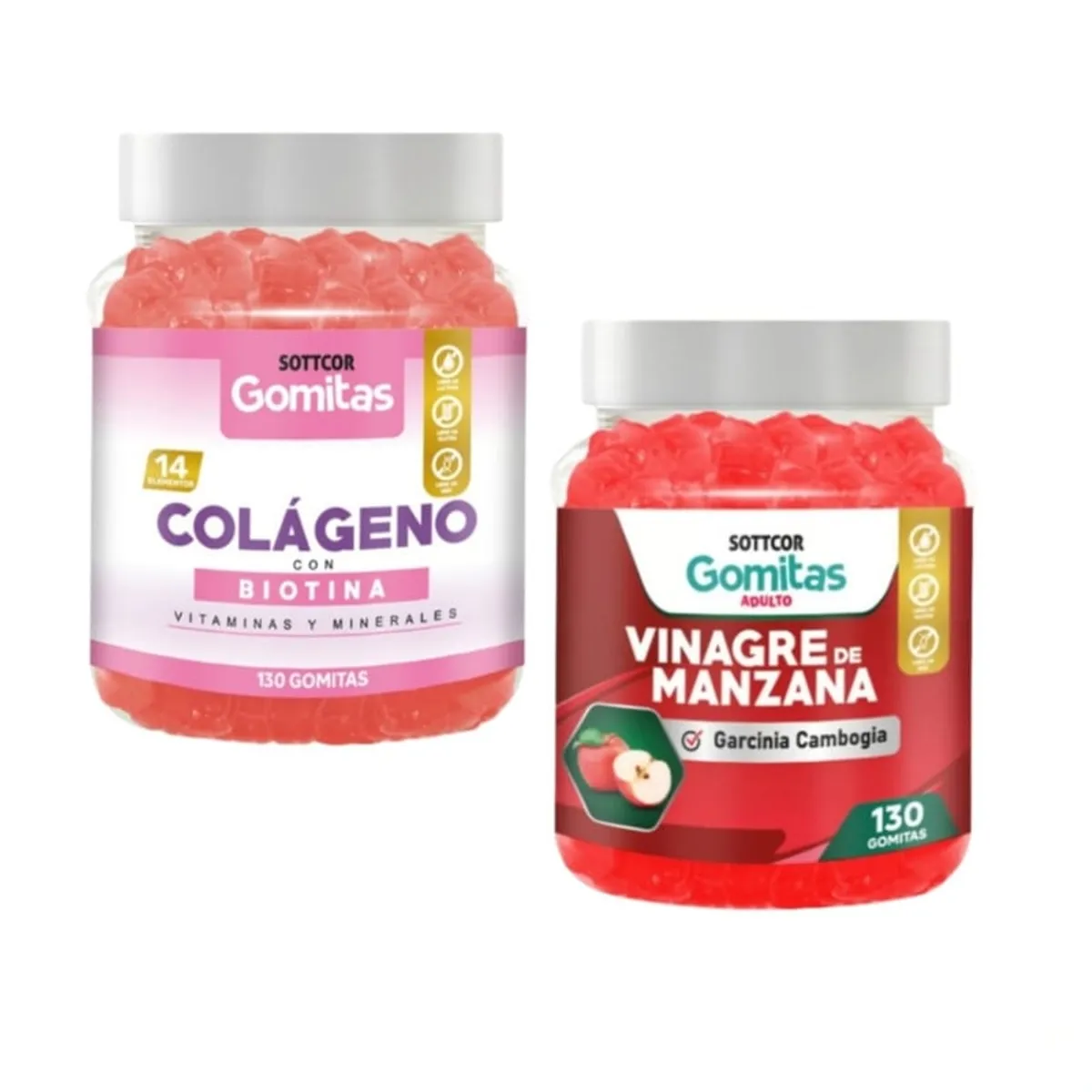 GENERICO - GOMITAS DE VINAGRE DE MANZANA + COLAGENO CON BIOTINA SOTTCOR X2