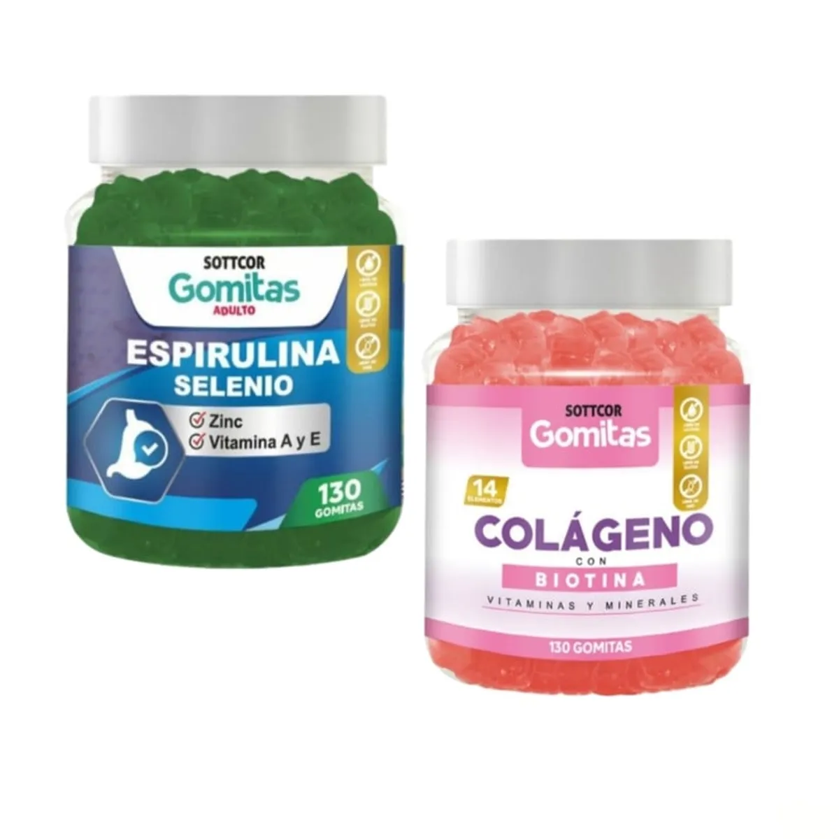 GENERICO - GOMITAS DE COLAGENO CON BIOTINA + ESPIRULINA SELENIO SOTTCOR X2