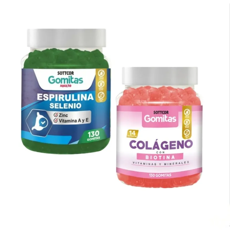 GENERICO - GOMITAS DE COLAGENO CON BIOTINA + ESPIRULINA SELENIO SOTTCOR X2
