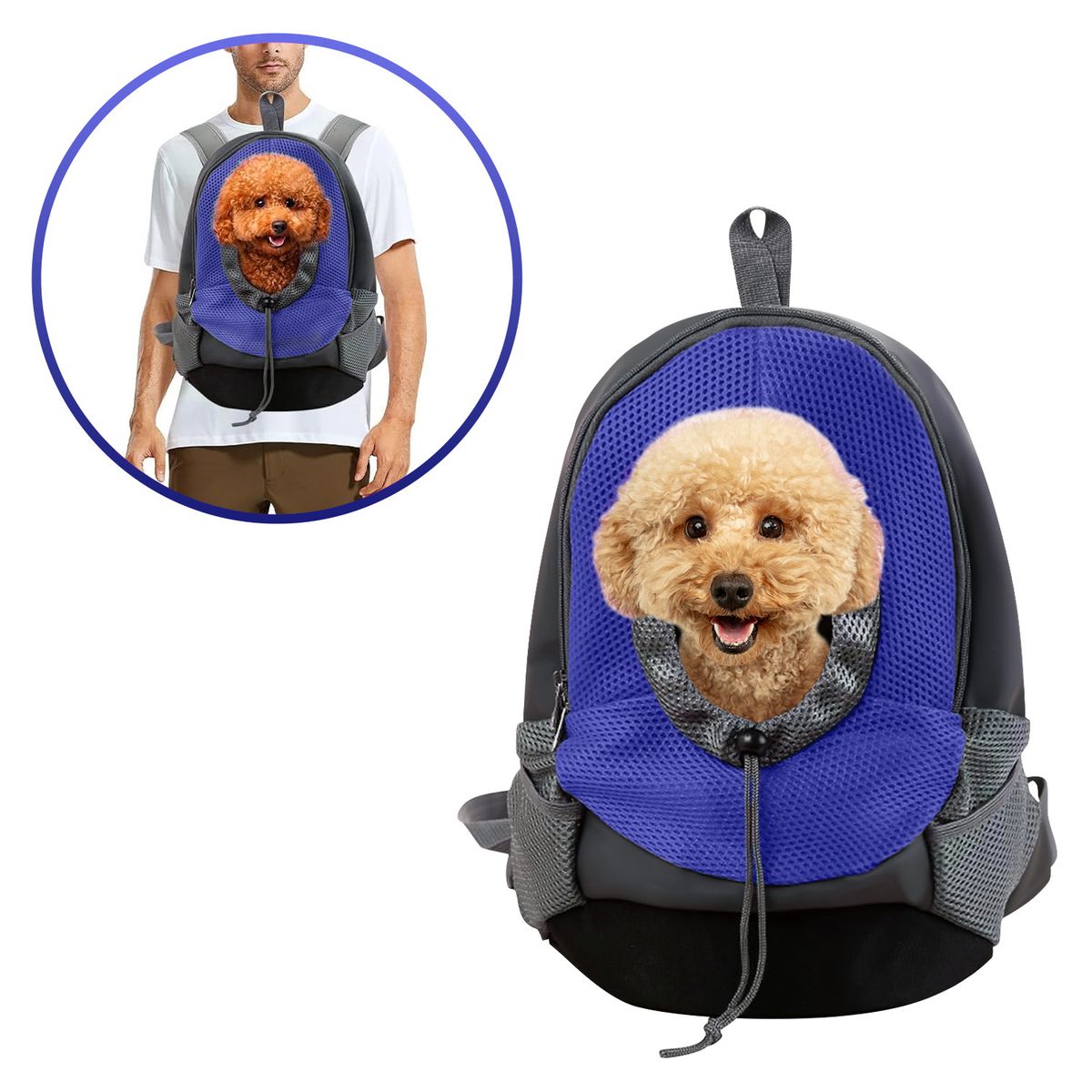 BUYPAL - Mochila para Mascotas Pequeñas Transpirable Azul