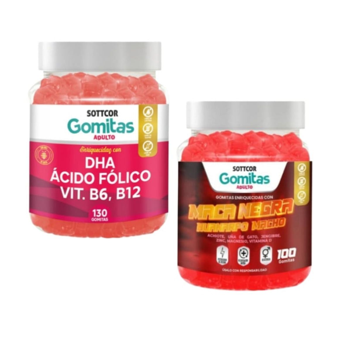 GENERICO - GOMITAS DE MACA NEGRA HUANARPO MACHO + DHA ACIDO FOLICO SOTTCOR 2X