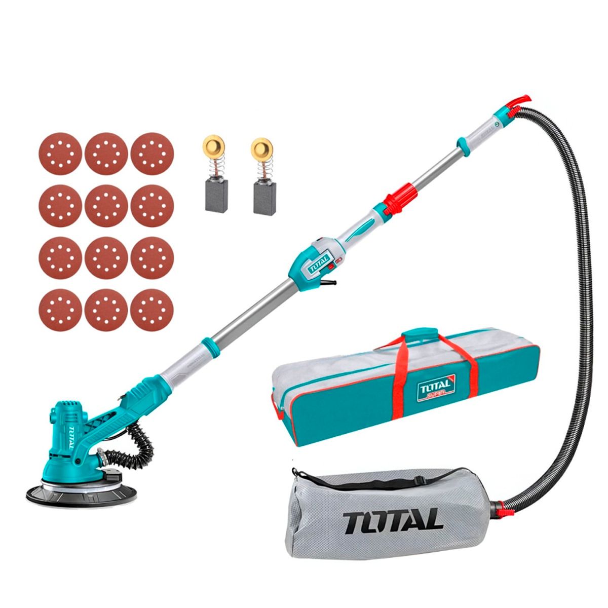 TOTAL TOOLS - Lijadora de Techo y Pared de 1050w Luz Led y Bolsa Total