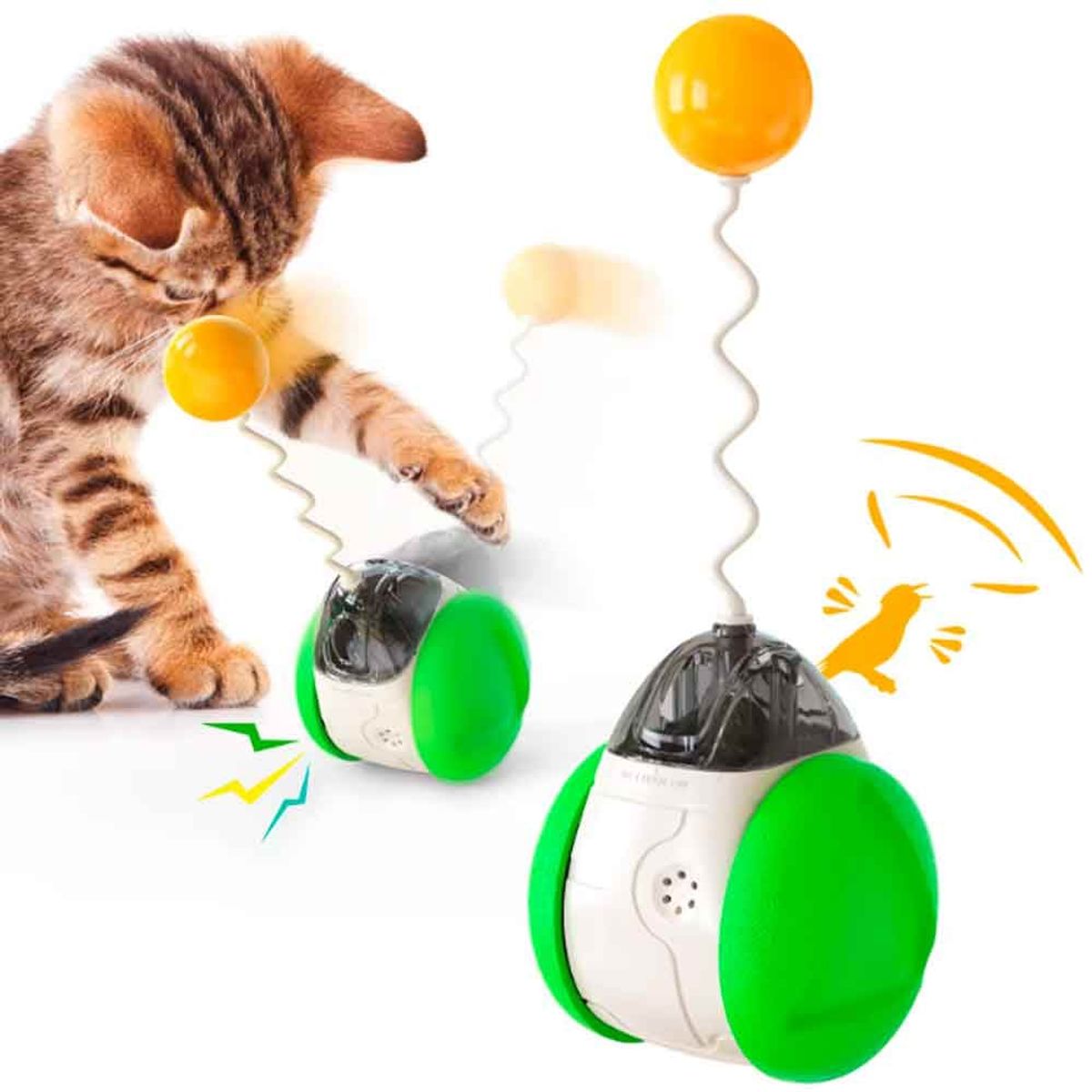 VARIOS - Juguete para Gatos Carro Balancín con Sonido Verde h21061