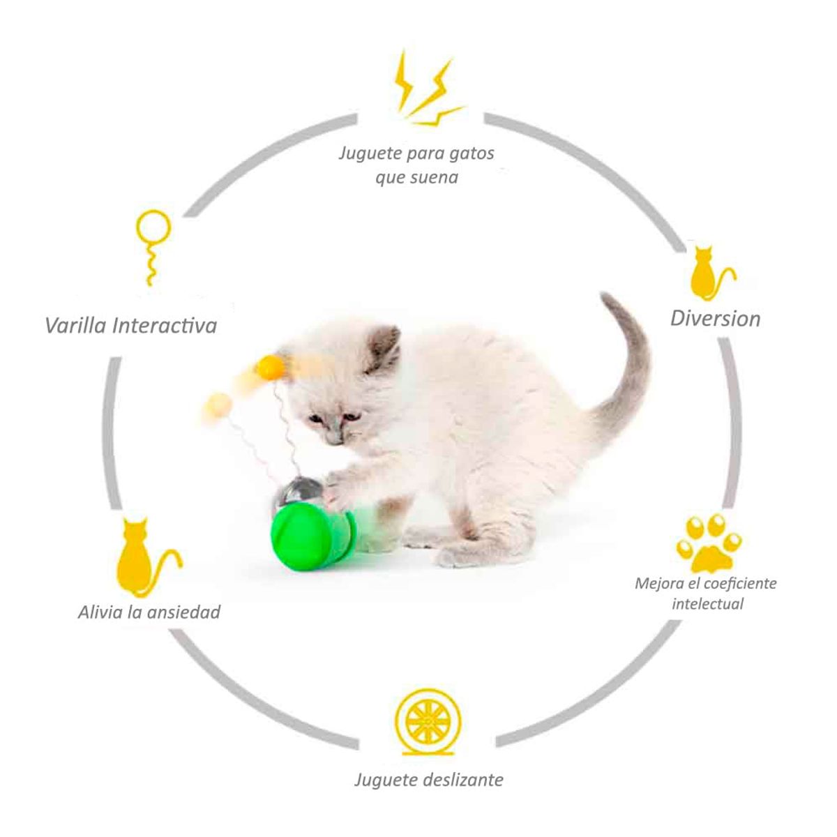 VARIOS - Juguete para Gatos Carro Balancín con Sonido Verde h21061