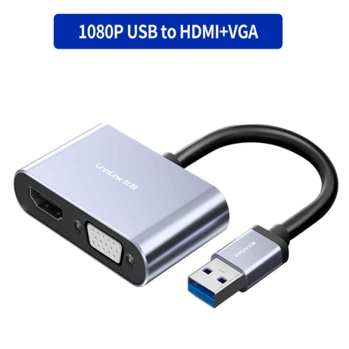 VARIOS - Adaptador USB 3.0 a HDMI + VGA + USB 2.0 Multipantalla HD Win Mac