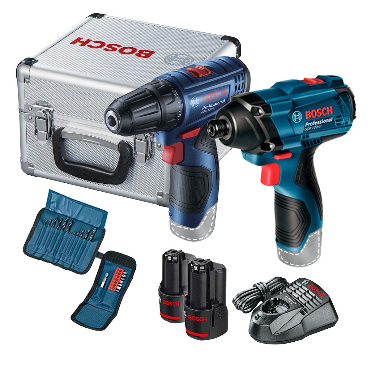 BOSCH - Taladro Atornillador Gsr 120 + Impacto Gdr 120 Bosch Aluminio