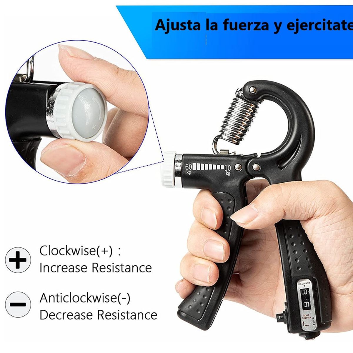 GENERICO - Hand grip con regulador Ejercicio de mano con agarre Naranja
